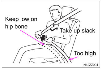 Toyota Yaris. Fastening the Seat Belt