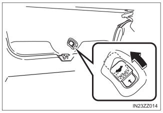 Toyota Yaris. Inside Trunk Release Lever