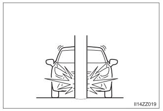 Toyota Yaris. Limitations to front/near front collision detection