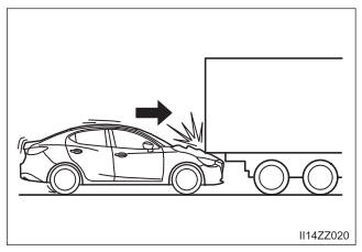 Toyota Yaris. Limitations to front/near front collision detection